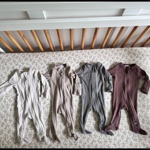 Mebie Baby Organic Ribbed Zip Footies Bundle